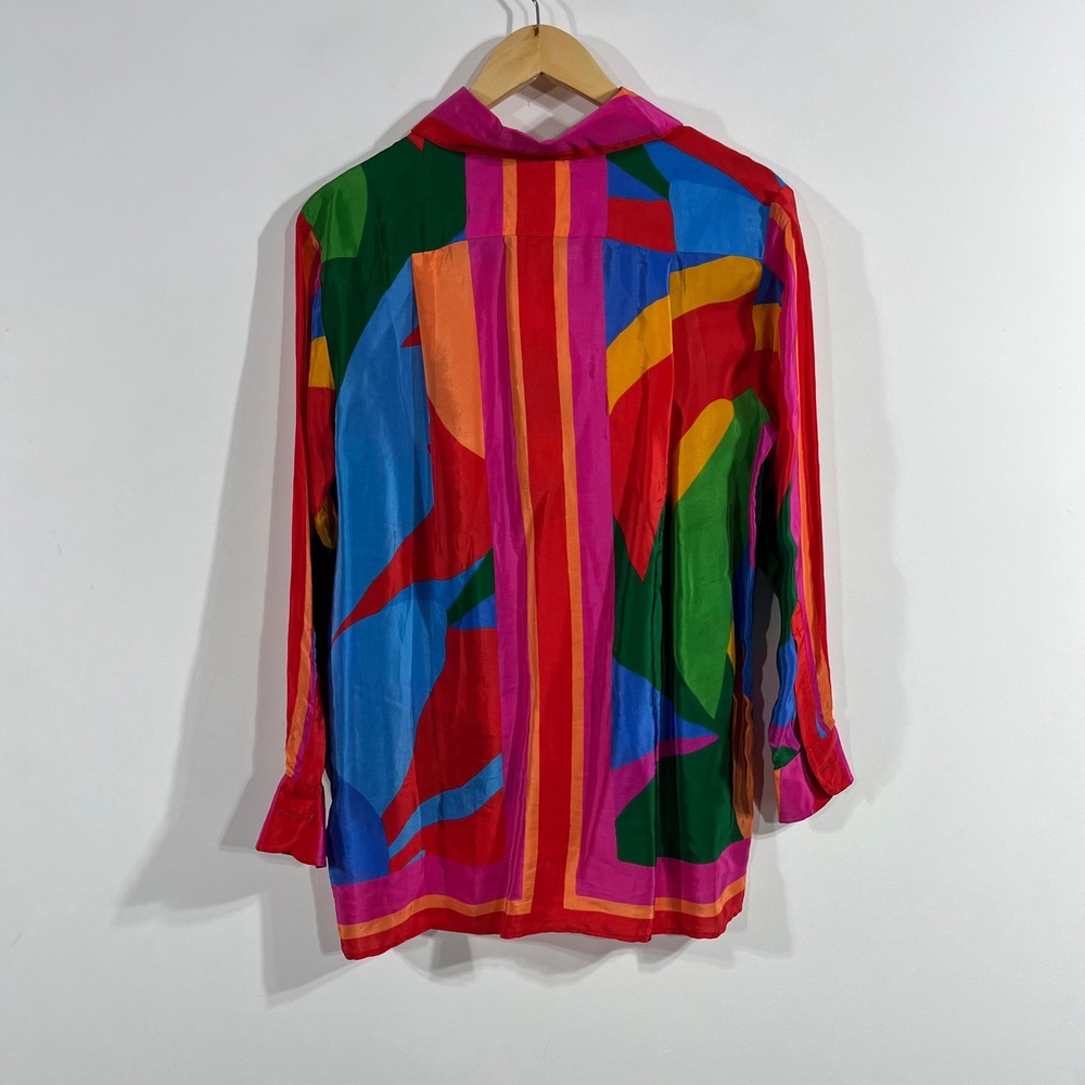 Farm Rio Resort Vibrant Boho Abstract Print Button Down Shirt Womens Small NWT - Picture 4 of 12